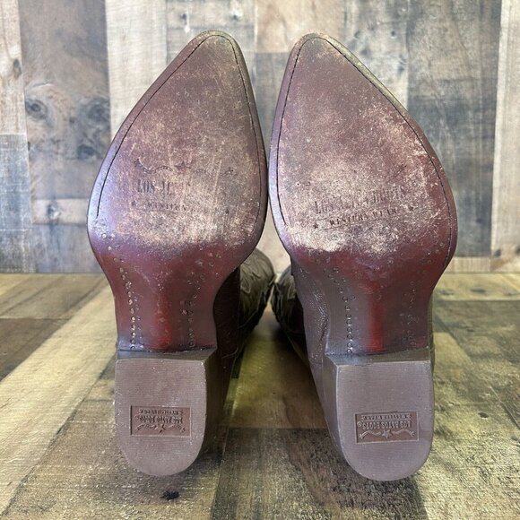 Los Altos Vintage Handmade Ostrich Leg Brown Cowboy Boots Mens 9 D - Picture 2 of 12